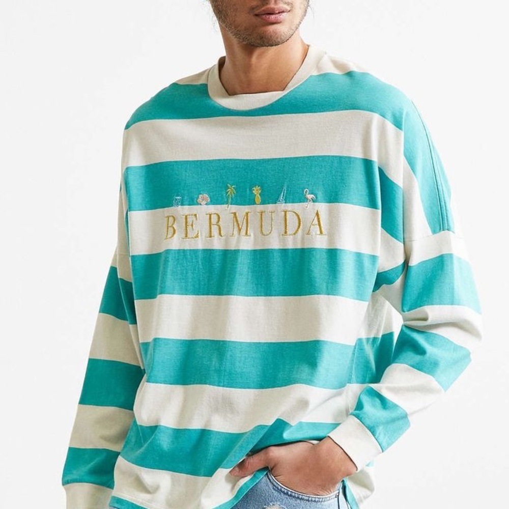 Embroidered Urban Outfitters Bermuda Stripped Long Sleeve Tee
